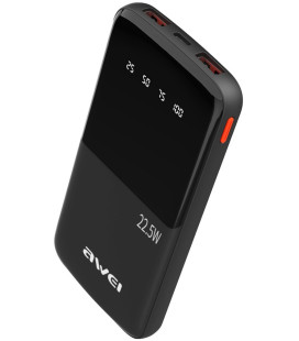 Juoda Išorinė baterija Power Bank 22.5W 10000mAh "Awei P10K"