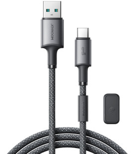 Juodas USB-A - USB-C 3A 120cm laidas su magnetiniu laikikliu "Joyroom SA-50"