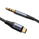Juodas USB-C - 3.5mm 120cm audio laidas "Joyroom SY-A07"