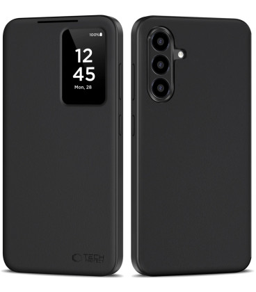 (Pažeista pakuotė) Matinis juodas atverčiamas dėklas Samsung Galaxy A26 5G / A17 4G / 5G telefonui "Tech-Protect Smart Wallet"