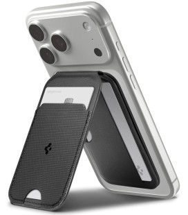 Juodas kortelių dėklas - stovas "Spigen S314-2 Slim Fold Tripod Magsafe Holder"