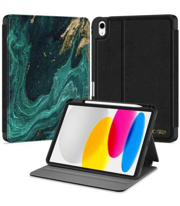 Atverčiamas dėklas Apple iPad 10.9” 10 / 2022 / 11” 11 / 2025 planšetei "Tech-Protect Lamano Verde Aura"