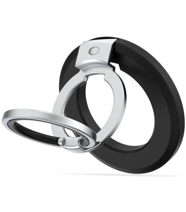 Juodas žiedas - stovas telefonui su laikikliu pirštui "Tech-Protect MMR500 Magnetic Magsafe"