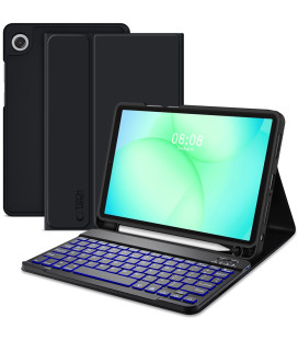 Juodas atverčiamas dėklas + klaviatūra Samsung Galaxy Tab A9 Plus / A11 Plus 11.0 planšetei "Tech-Protect SC + Keyboard"