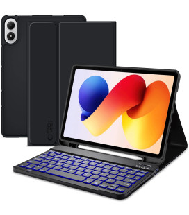 Juodas atverčiamas dėklas + klaviatūra Xiaomi Poco Pad M1 / Redmi Pad 2 Pro 12.1 planšetei "Tech-Protect SC + Keyboard"