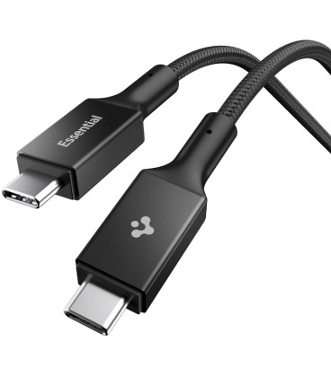 Juodas laidas USB-C - USB-C 100W / 100cm "Spigen EB10010CC Essential"