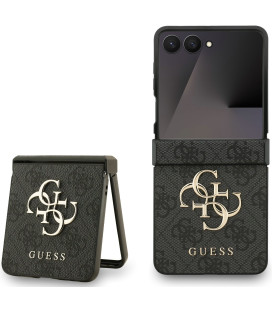Pilkas dėklas Samsung Galaxy Z Flip 7 telefonui "Guess PU 4G Metal Logo Case"