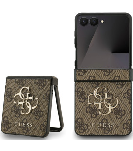 Rudas dėklas Samsung Galaxy Z Flip 7 telefonui "Guess PU 4G Metal Logo Case"