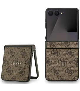 Rudas dėklas Samsung Galaxy Z Flip 7 telefonui "Guess PU Leather 4G Colored Ring Magnetic Case"