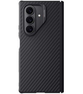 Juodas dėklas Samsung Galaxy Z Fold 7 telefonui "Nillkin Synthetic Fiber PRO Magnetic Hard Case"