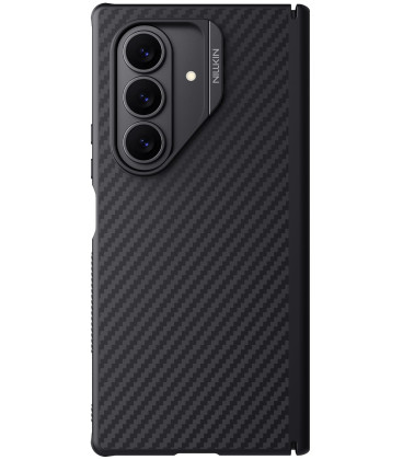 Juodas dėklas Samsung Galaxy Z Fold 7 telefonui "Nillkin Synthetic Fiber PRO Magnetic Hard Case"