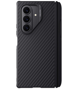 Juodas dėklas Samsung Galaxy Z Fold 7 telefonui "Nillkin Synthetic Fiber PRO Magnetic Pen Slot Case"
