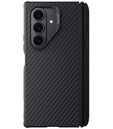 Juodas dėklas Samsung Galaxy Z Fold 7 telefonui "Nillkin Synthetic Fiber PRO Magnetic Pen Slot Case"