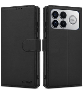 Juodas atverčiamas dėklas Xiaomi Poco F8 Ultra telefonui "Tech-Protect Wallet"