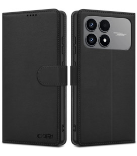 Juodas atverčiamas dėklas Xiaomi Poco F8 Pro telefonui "Tech-Protect Wallet"