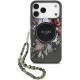 Juodas dėklas Apple iPhone 17 Pro Max telefonui "Guess IML Flowers Strap MagSafe Case"