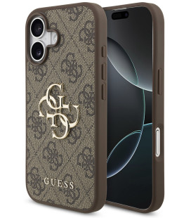 Rudas dėklas Apple iPhone 17 telefonui "Guess PU 4G Metal Logo Case"