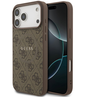 Rudas dėklas Apple iPhone 17 Pro Max telefonui "Guess PU Leather 4G Colored Ring MagSafe Case"