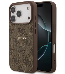 Rudas dėklas Apple iPhone 17 Pro telefonui "Guess PU Leather 4G Colored Ring MagSafe Case"