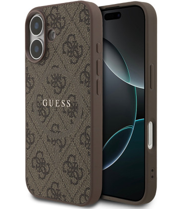 Rudas dėklas Apple iPhone 17 telefonui "Guess PU Leather 4G Colored Ring MagSafe Case"
