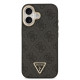Juodas dėklas Apple iPhone 17 telefonui "Guess PU Leather 4G Strass Triangle Logo Gold Frame MagSafe Case"