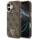 Rudas dėklas Apple iPhone 17 telefonui "Guess PU Leather 4G Strass Triangle Logo Gold Frame MagSafe Case"