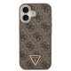 Rudas dėklas Apple iPhone 17 telefonui "Guess PU Leather 4G Strass Triangle Logo Gold Frame MagSafe Case"
