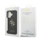 Juodas dėklas Apple iPhone 17 telefonui "Guess PU Leather 4G Metal Logo Gold Frame Case"