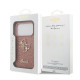 Rožinis dėklas Apple iPhone 17 Pro telefonui "Guess PU Fixed Glitter 4G Metal Logo Case"