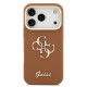 Rudas dėklas Apple iPhone 17 Pro telefonui "Guess PU Grained 4G Logo Stand Camera Frame Case"