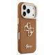 Rudas dėklas Apple iPhone 17 Pro telefonui "Guess PU Grained 4G Logo Stand Camera Frame Case"