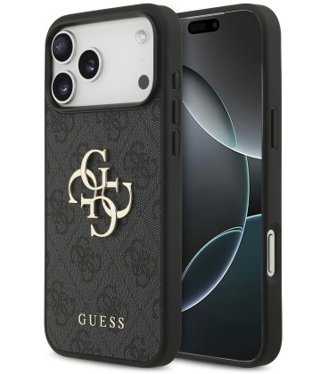 Pilkas dėklas Apple iPhone 17 Pro Max telefonui "Guess PU 4G Metal Logo Case"