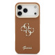 Rudas dėklas Apple iPhone 17 Pro Max telefonui "Guess PU Grained 4G Logo Stand Camera Frame Case"