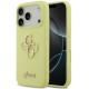 Geltonas dėklas Apple iPhone 17 Pro telefonui "Guess Liquid Silicone 4G Metal Logo Case"