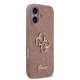 Rožinis dėklas Apple iPhone 17 telefonui "Guess PU Fixed Glitter 4G Metal Logo Case"