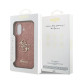 Rožinis dėklas Apple iPhone 17 telefonui "Guess PU Fixed Glitter 4G Metal Logo Case"