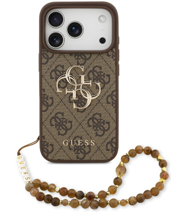 Rudas dėklas Apple iPhone 17 Pro telefonui "Guess PU 4G Metal Logo Strap Case"