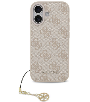 Rožinis dėklas Apple iPhone 17 telefonui "Guess 4G Charm Case Tone on Tone"