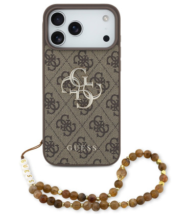 Rudas dėklas Apple iPhone 17 Pro Max telefonui "Guess PU 4G Metal Logo Strap Case"