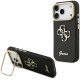 Juodas dėklas Apple iPhone 17 Pro telefonui "Guess PU Grained 4G Logo Stand Camera Frame Case"
