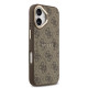 Rudas dėklas Apple iPhone 17 telefonui "Guess PU Leather 4G Gold Frame MagSafe Case"