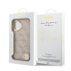 Rožinis dėklas Apple iPhone 17 telefonui "Guess PU Leather 4G Gold Frame MagSafe Case"