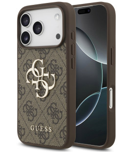 Rudas dėklas Apple iPhone 17 Pro telefonui "Guess PU 4G Metal Logo Case"