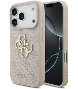 Rožinis dėklas Apple iPhone 17 Pro telefonui "Guess PU 4G Metal Logo Case"