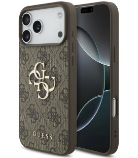 Rudas dėklas Apple iPhone 17 Pro Max telefonui "Guess PU 4G Metal Logo Case"