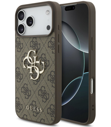 Rudas dėklas Apple iPhone 17 Pro Max telefonui "Guess PU 4G Metal Logo Case"
