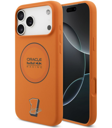 Oranžinis dėklas Apple iPhone 17 Pro Max telefonui "Red Bull Silicone Blue Ring MagSafe Case"