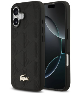 Juodas dėklas Apple iPhone 17 telefonui "Lacoste PU Nomogramme Gold Logo MagSafe Case"