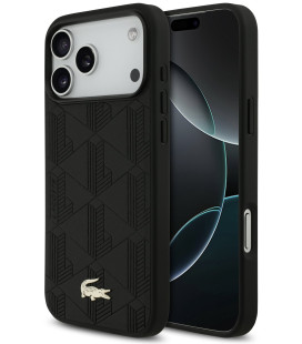 Juodas dėklas Apple iPhone 17 Pro Max telefonui "Lacoste PU Nomogramme Gold Logo MagSafe Case"