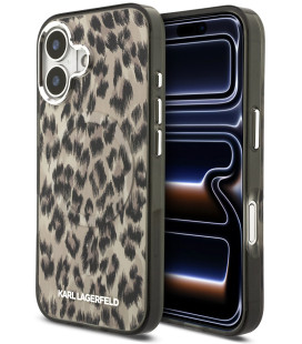 Rudas dėklas Apple iPhone 17 telefonui "Karl Lagerfeld IML Leopard MagSafe Case"